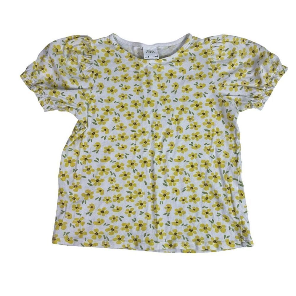 Zara floral puff short sleeve top size 8
